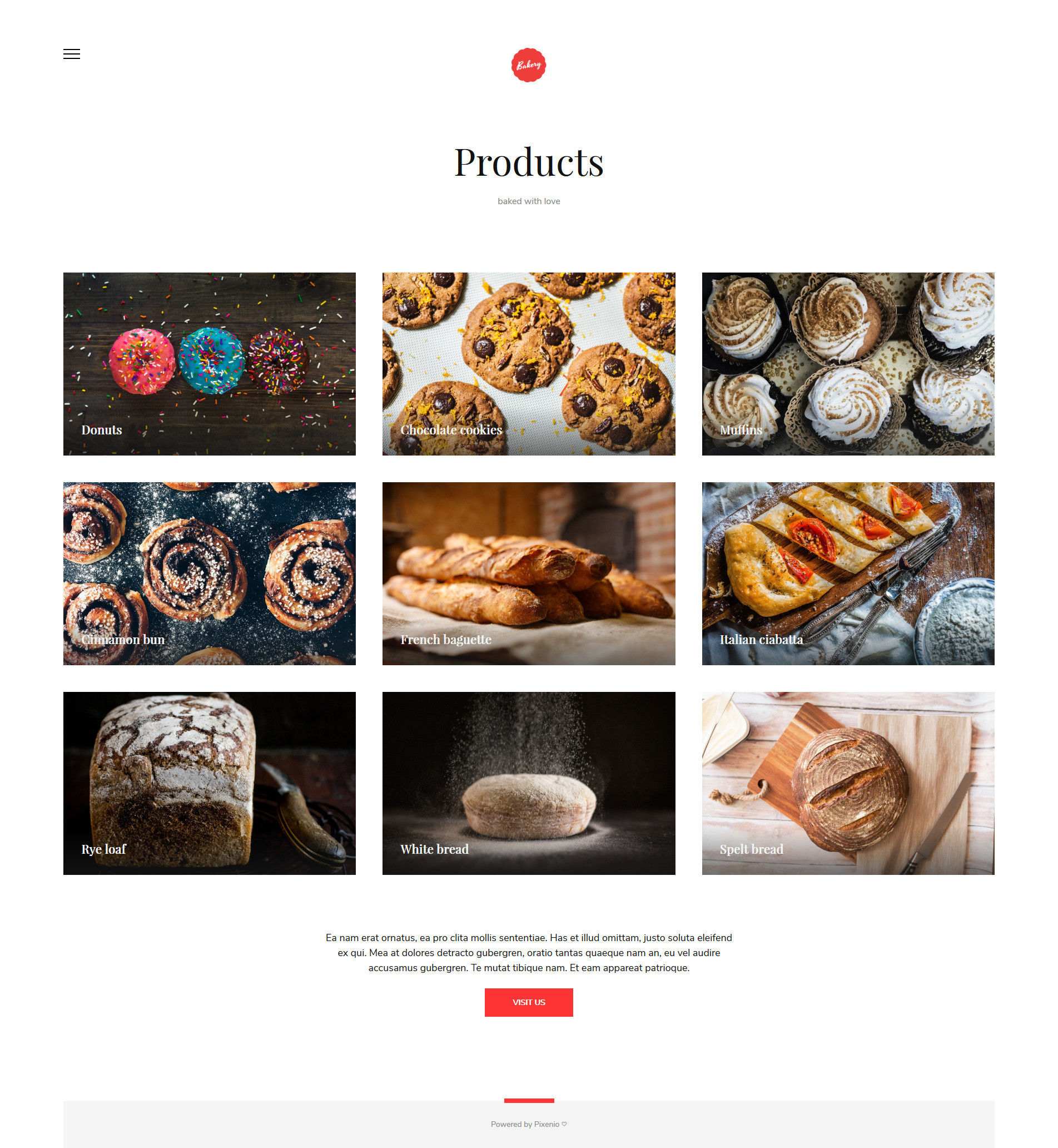 Online bakery website products