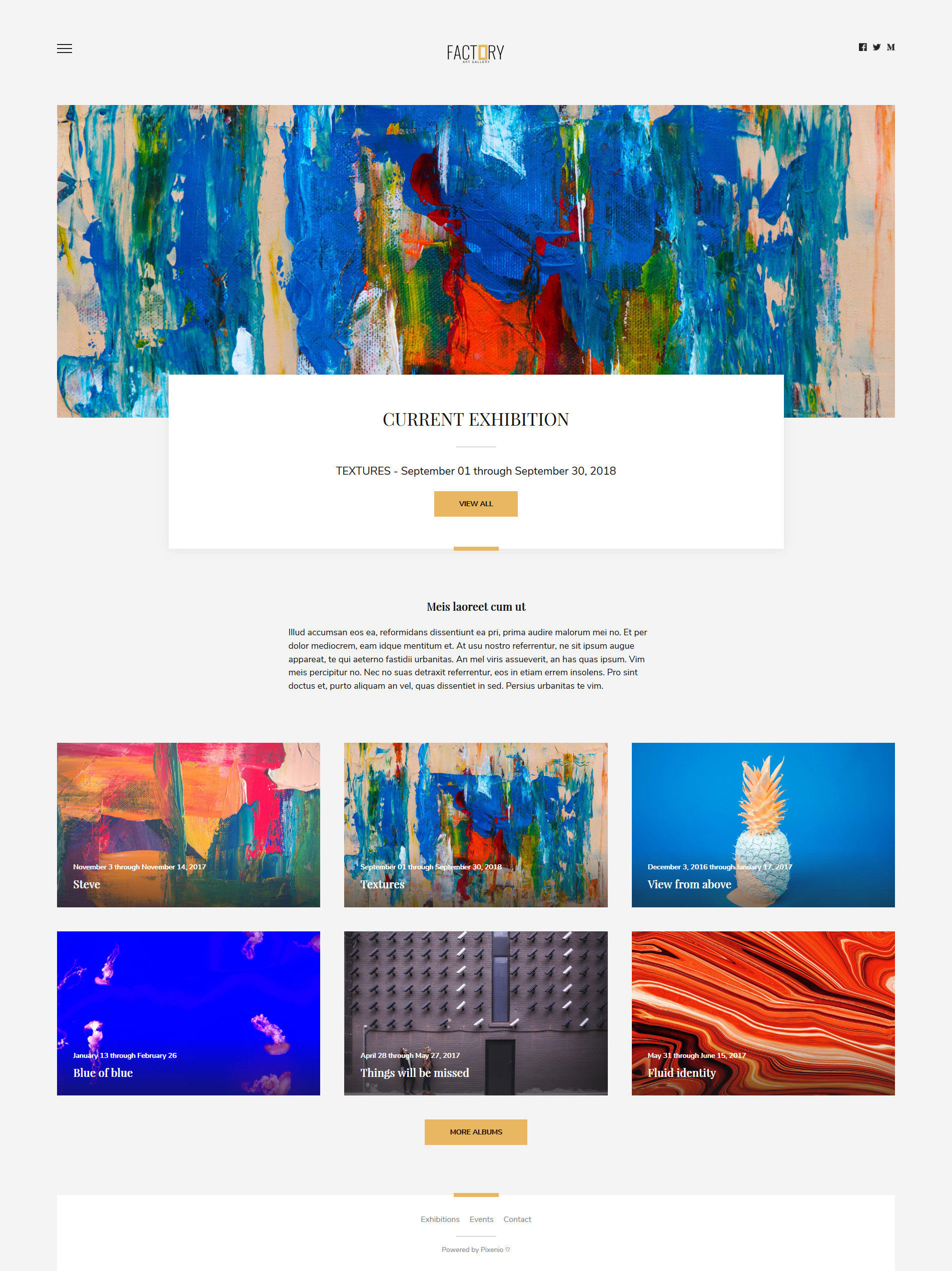 Homepage of Art Gallery showcase